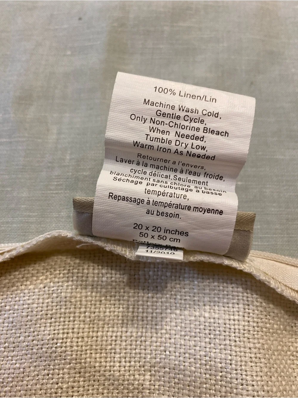 Pottery Barn ivory 100% linen jute braid edge 20